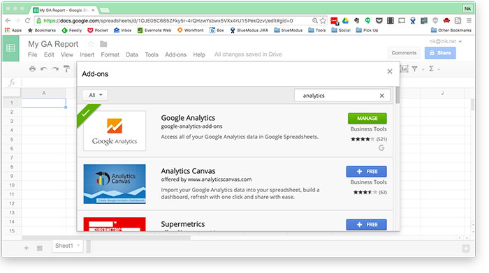 google sheet with pop up for add-ons