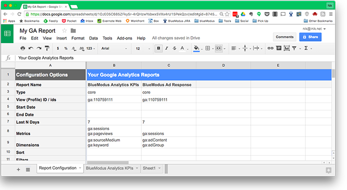 report in google sheet