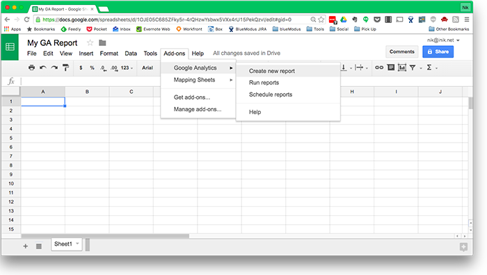 selecting an add on from a google sheet