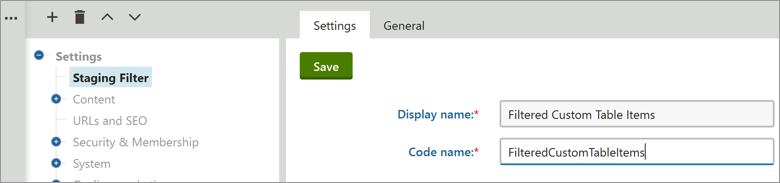 Kentico Staging Filter